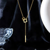 Titanium Steel Geometric Square Long Tassel Chain Necklace Light Luxury Niche Design Electroplating Treatment