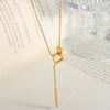 316L Stainless Steel Geometric Square Long Tassel Electroplated Clavicle Necklace For Women