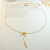 316L Stainless Steel Geometric Square Long Tassel Electroplated Clavicle Necklace For Women