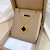 Titanium Steel Geometric Square Necklace With Furnace Real Gold Electroplating For Unisex