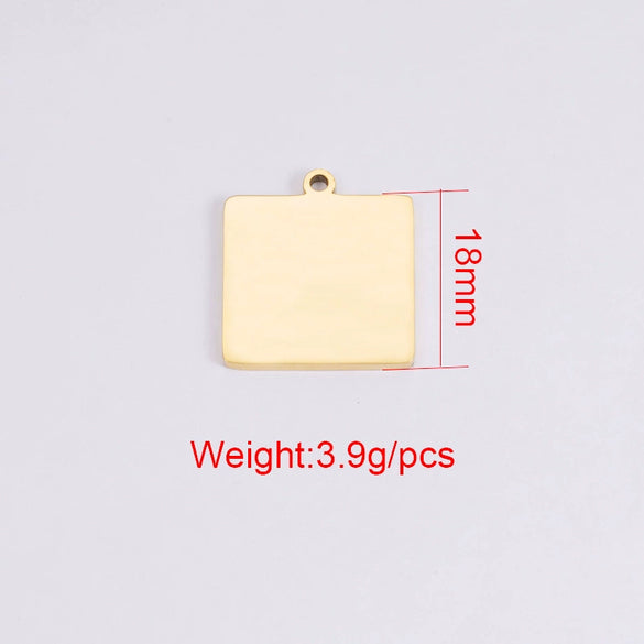 Titanium Steel Geometric Square Outer Hole Engraved And Electroplated Pendant Jewelry Accessories