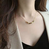 Titanium Steel Geometric Square Pendant Women's Light Luxury Electroplated Gold Necklace With Water Wave Chain