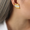 316L Stainless Steel Geometric Square Wings Shaped Earrings Electroplated 18K Gold Light Luxury Fashion