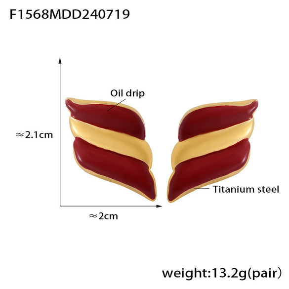 316L Stainless Steel Geometric Square Wings Shaped Earrings Electroplated 18K Gold Light Luxury Fashion
