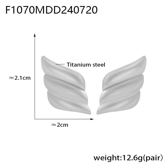 316L Stainless Steel Geometric Square Wings Shaped Earrings Electroplated 18K Gold Light Luxury Fashion