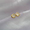 Titanium Steel Geometric Square Zircon Electroplated Minimalist Unisex Earrings