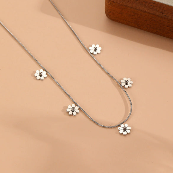 Titanium Steel Geometric Star And Moon Butterfly Pendant Necklace