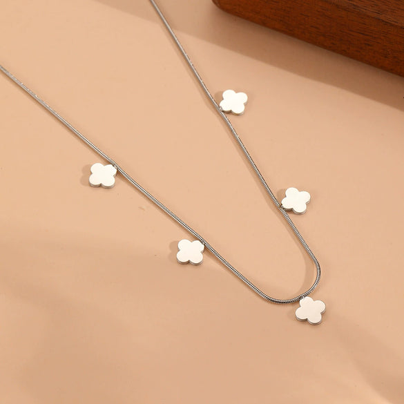 Titanium Steel Geometric Star And Moon Butterfly Pendant Necklace