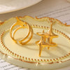 Titanium Steel Geometric Star Ring Electroplated With 18K Real Gold For Men And Women