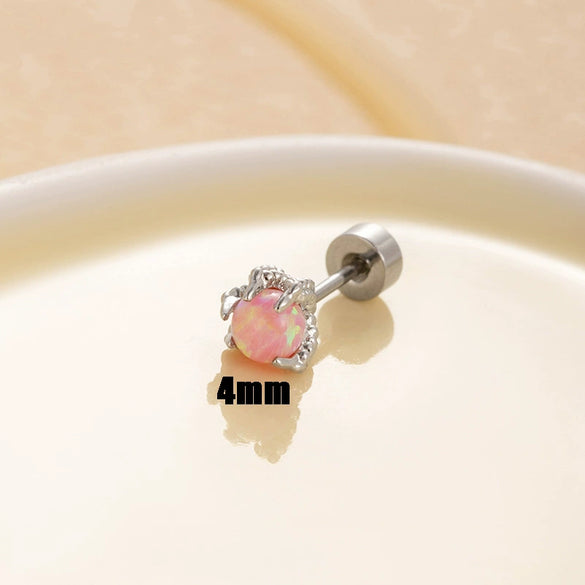 Titanium Steel Geometric Style Dragon Ball Dragon Claw Ear Nails For Women With Precious Stones