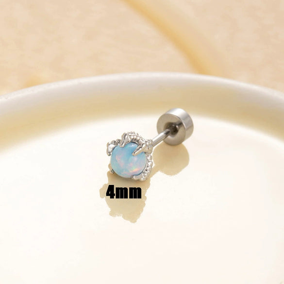 Titanium Steel Geometric Style Dragon Ball Dragon Claw Ear Nails For Women With Precious Stones