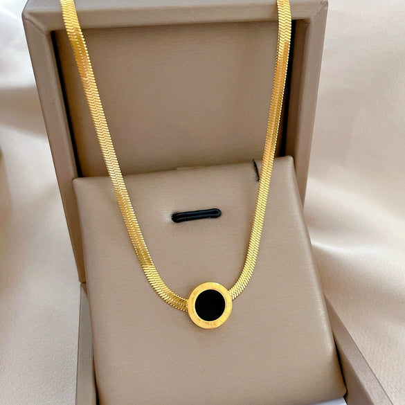 Titanium Steel Geometric Style Electroplated Necklace For Unisex