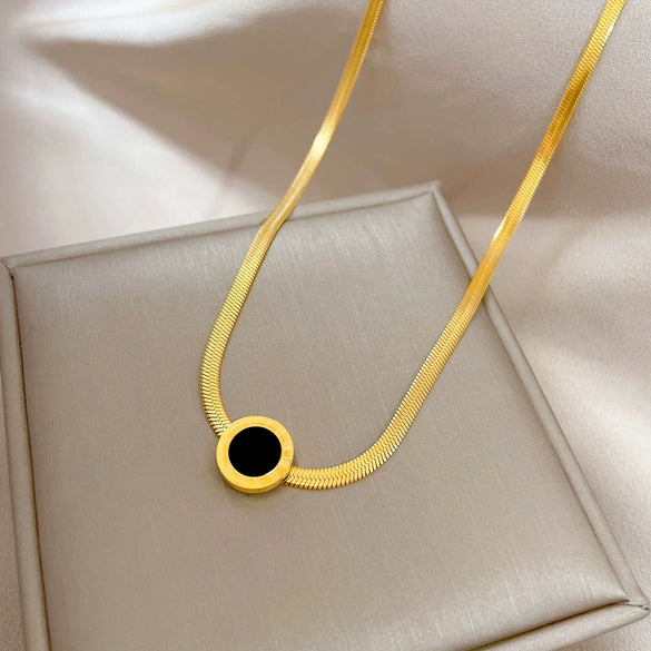 Titanium Steel Geometric Style Electroplated Necklace For Unisex