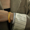 316L Stainless Steel Geometric Style Electroplated Wide Surface Elastic Snake Bone Bracelet
