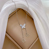 Titanium Steel Geometric Style Electroplated Women's And Unisex Clavicle Necklace With Fritillaria Butterfly Design