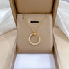Titanium Steel Geometric Style Furnace Real Gold Plated Necklace With Zircon And Diamond Accents For Unisex