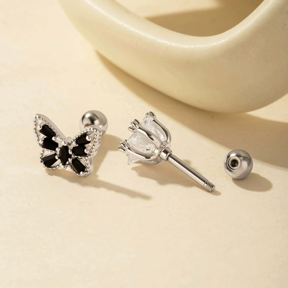 Titanium Steel Geometric Style Piercing Earrings With Electroplating For Women
