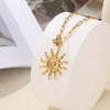 Titanium Steel Geometric Sun Pendant Necklace Light Luxury Electroplating