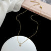 Titanium Steel Geometric Sweet Design Electroplated Diamond Pendant Necklace For Women