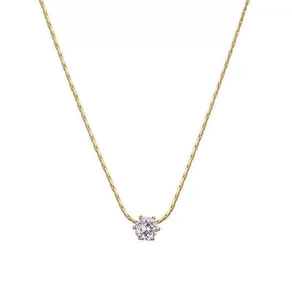 Titanium Steel Geometric Sweet Design Electroplated Diamond Pendant Necklace For Women