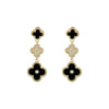 Titanium Steel Geometric Tassel Lucky Grass Micro Earrings Necklace Set For Women With Electroplating
