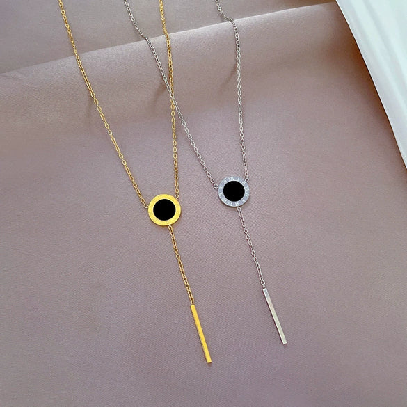 Titanium Steel Geometric Tassel Roman Ring Normcore Style Furnace Real Gold Plated Female Popular Clavicle Chain Accessories