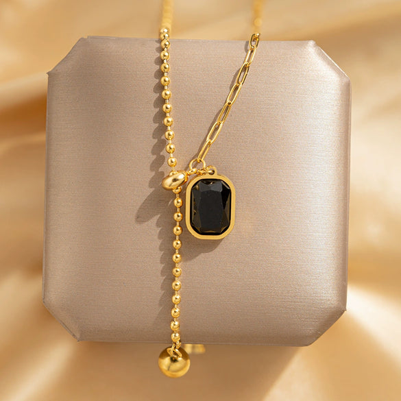 Titanium Steel Geometric Tassel Splicing Cross Chain Women's Electroplated Clavicle Necklace