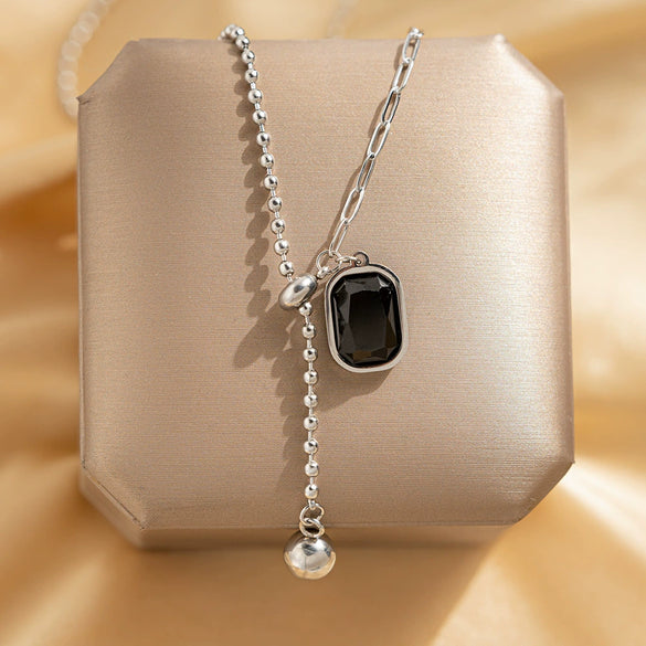 Titanium Steel Geometric Tassel Splicing Cross Chain Women's Electroplated Clavicle Necklace