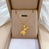 Titanium Steel Geometric Threedimensional Bear Electroplated Unisex Real Gold Necklace