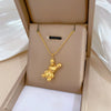 Titanium Steel Geometric Threedimensional Bear Electroplated Unisex Real Gold Necklace