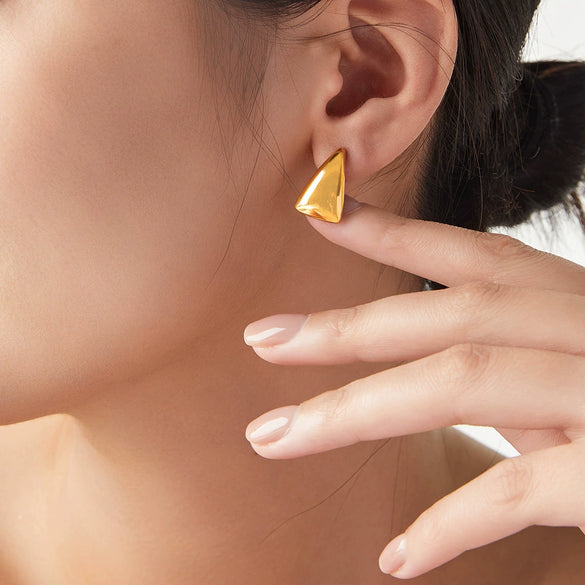 316L Stainless Steel Geometric Triangle Earrings Electroplated For Women