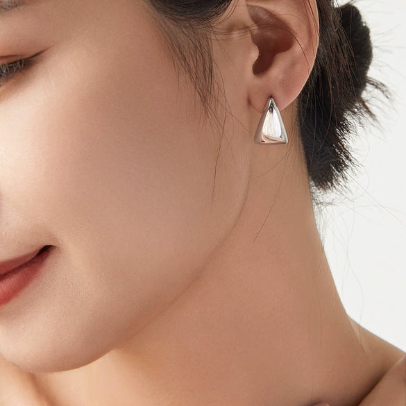316L Stainless Steel Geometric Triangle Earrings Electroplated For Women