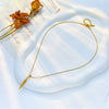 Titanium Steel Geometric Triangle Long Leaf Pendant Necklace With Electroplating