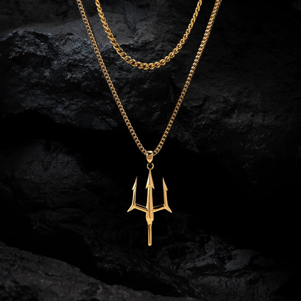 Titanium Steel Geometric Trident Hiphop Pendant Necklace For Men And Women