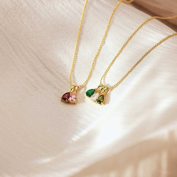 Titanium Steel Geometric Twelve Birthstone Necklace With Electroplating And O Word Chain