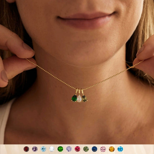 Titanium Steel Geometric Twelve Birthstone Necklace With Electroplating And O Word Chain