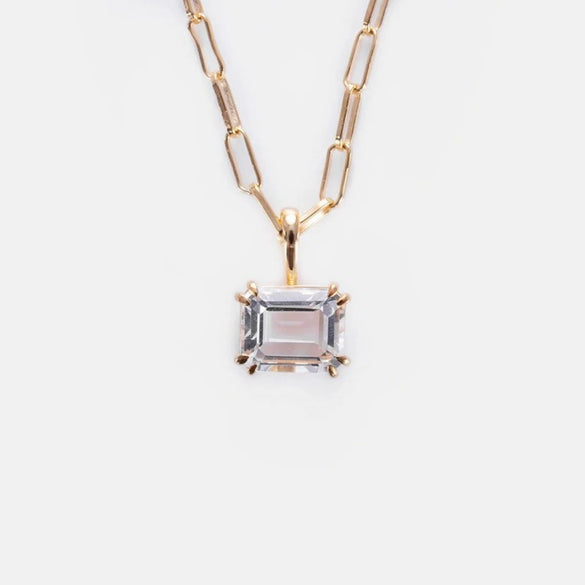 Titanium Steel Geometric Twelve Birthstone Square Pendant Necklace With O Word Chain Electroplated