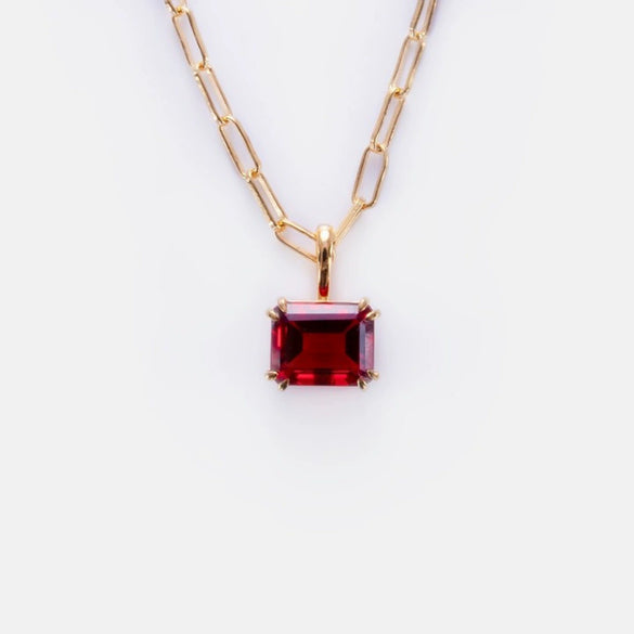Titanium Steel Geometric Twelve Birthstone Square Pendant Necklace With O Word Chain Electroplated