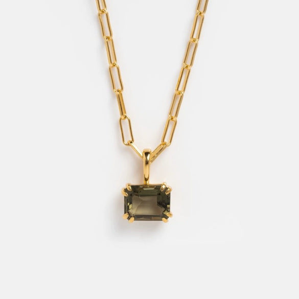 Titanium Steel Geometric Twelve Birthstone Square Pendant Necklace With O Word Chain Electroplated