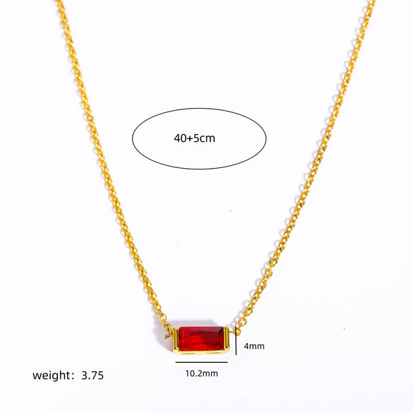 Titanium Steel Geometric Twelve Birthstone Zircon Necklace For Ladies With Electroplating Treatment