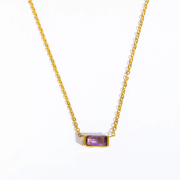 Titanium Steel Geometric Twelve Birthstone Zircon Necklace For Ladies With Electroplating Treatment