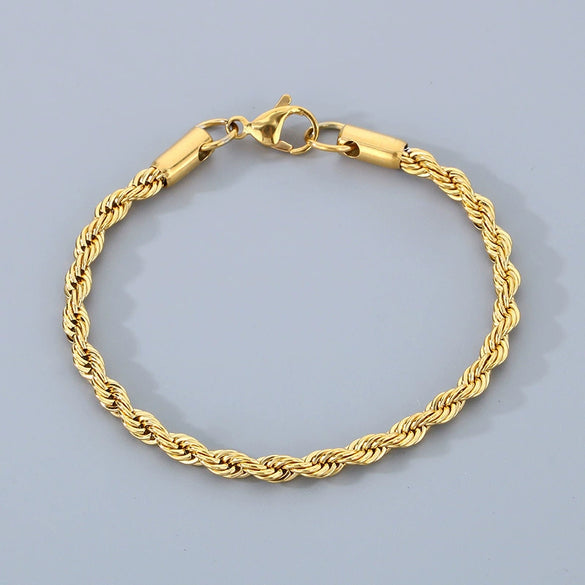 Titanium Steel Geometric Twist Chain Bracelet Electroplated Unisex