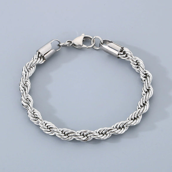 Titanium Steel Geometric Twist Chain Bracelet Electroplated Unisex