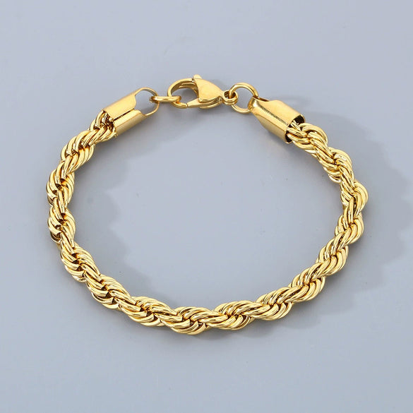 Titanium Steel Geometric Twist Chain Bracelet Electroplated Unisex