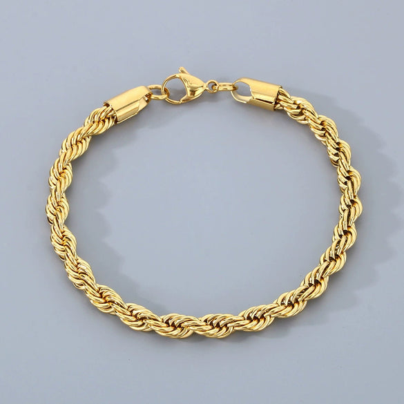 Titanium Steel Geometric Twist Chain Bracelet Electroplated Unisex