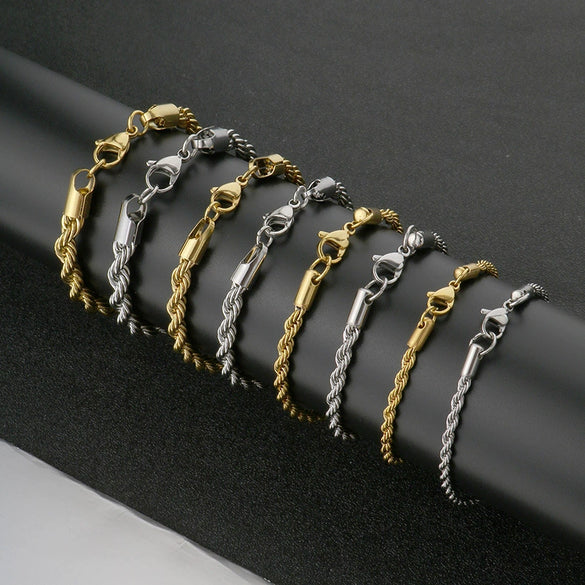 Titanium Steel Geometric Twist Chain Bracelet Electroplated Unisex