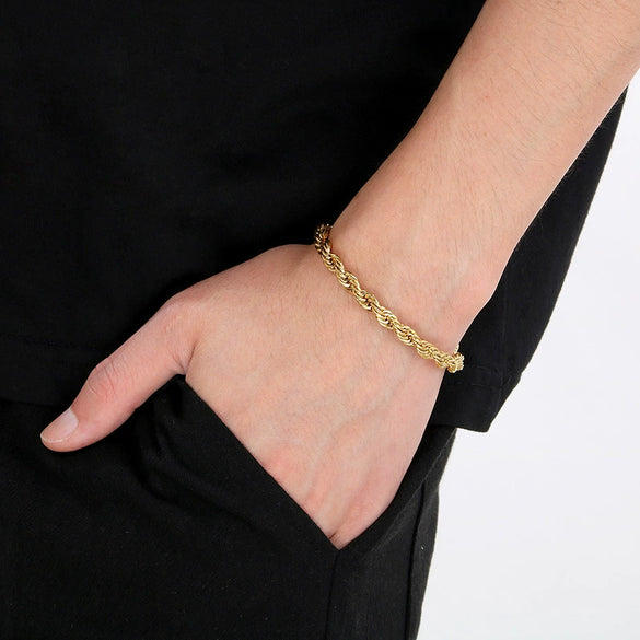 Titanium Steel Geometric Twist Chain Bracelet Electroplated Unisex