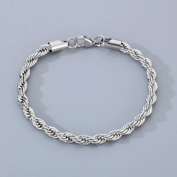 Titanium Steel Geometric Twist Chain Bracelet Electroplated Unisex