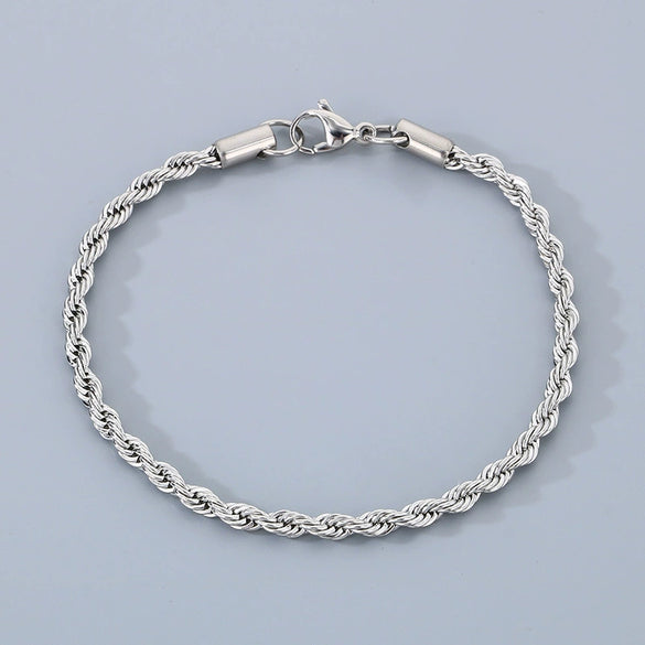 Titanium Steel Geometric Twist Chain Bracelet Electroplated Unisex