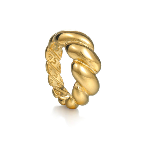 Titanium Steel Geometric Twist Shape Casting And Electroplating Ring Unisex Jewelry